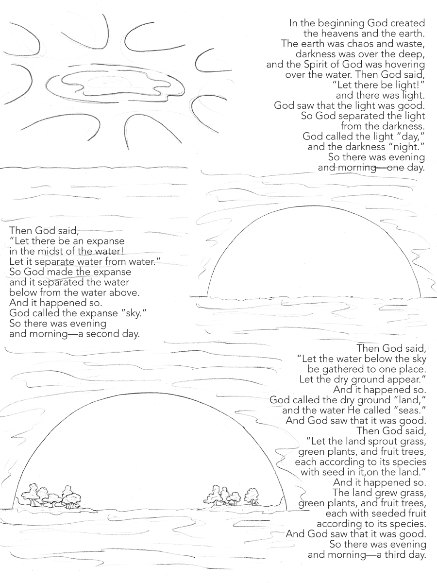 Days of Creation Coloring Sheet with Scripture